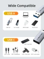 Адаптер CABLETIME CP77G (CT-C160-PU33-CFAM(OTG)-AS) USB3.0 A Male to USB-C Female OTG. Алюминий