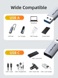 Адаптер CABLETIME CP77G (CT-C160-PU33-CFAM(OTG)-AS) USB3.0 A Male to USB-C Female OTG. Алюминий