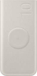 Внешний аккумулятор Samsung EB-U2510XUEGEU Бежевый (10000 мАч, 37 Вт·ч, USB Type-C, 2 выхода, выходное напряжение: 5V, 9V, беспроводная зарядка, быстрая зарядка, индикация заряда, материал: пластик)