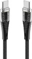 Кабель зарядный и дата TTEC ExtremeCable Ekstra Durable Transparent USB-C-USB-C 60W PD/QC Fast Charging&Data Cable. Длина: 120 см. Цвет: черный (2DK58S)