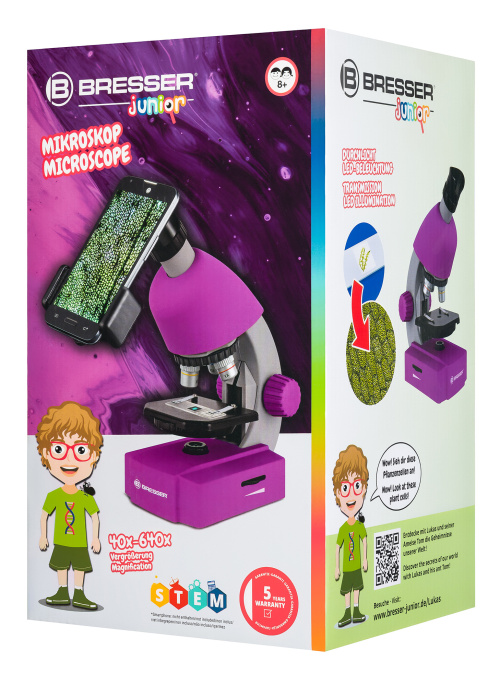 Микроскоп Bresser Junior 40x-640x, фиолетовый