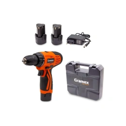 Дрель аккумуляторная Gramex HCD-12-2 (12В, пат-10мм, 2 скорости, аккум Li-Ion 2,0 А/ч) кейс, 2 акк (1/10) 018143