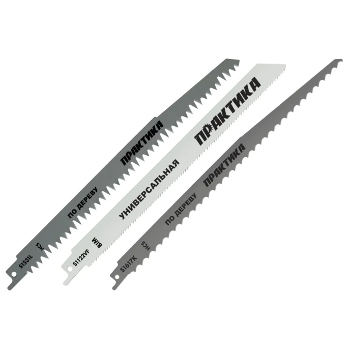 Набор сабельных пилок универсальный ПРАКТИКА S1617K/S1531L/S922VF - 300, 240, 225 мм, 3шт 911-284