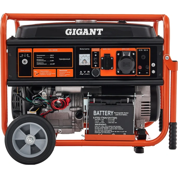 Бензиновый генератор Gigant 6,5 кВт; эл.стартер; ATS; колёса и ручки GGL-6500E