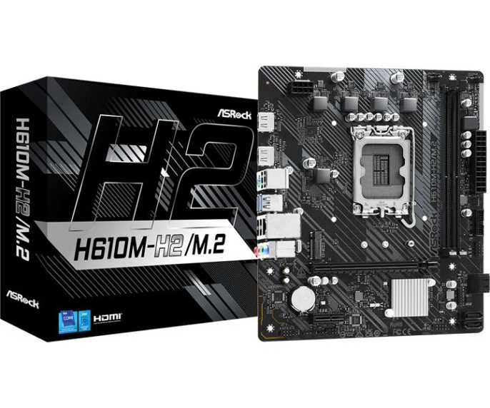 Материнская плата ASRock H610M-H2/M.2 Soc-1700 H610 PCI-Ex16 PCI-Ex1 M.2 1GbE LAN 2xDDR4 3200MHz 2xHDMI mATX RTL