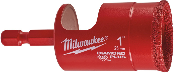 Сверло Milwaukee Diamond Plus 25мм (49560517) (алмазное, обрабатываемый материал: керамогранит, металл, плитка, стекловолокно, фарфор, рабочий диаметр: 25 мм, посадочный диаметр: 1/4" Hex)