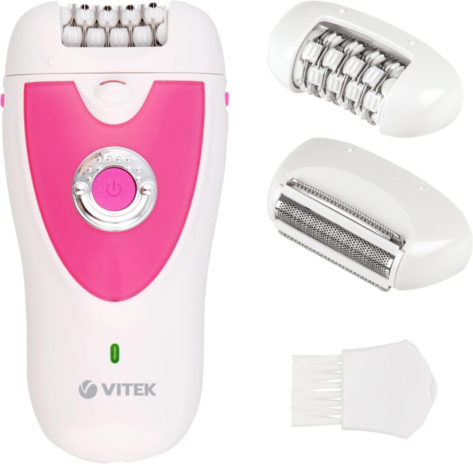 Эпилятор Vitek VT-2244 скор.:2 насад.:2 от электр.сети от аккум. белый/розовый