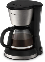 Кофеварка Vitek VT-1506,  капельная,  черный  / серебристый