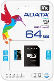 Флеш карта microSDXC 64GB A-Data AUSDX64GUICL10A1-RA1 Premier + adapter