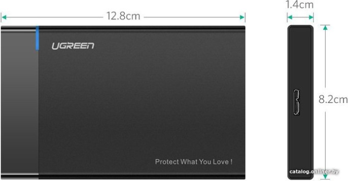 Бокс внешний для жесткого диска Ugreen US221 (30847) 2.5 Inch Hard Drive Box с кабелем USB 3.0. Длина кабеля: 30 см. Цвет: черный 30847_