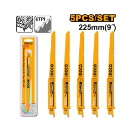 Полотна по дереву для сабельной пилы 225 мм, 5 шт INGCO RSB1111DF