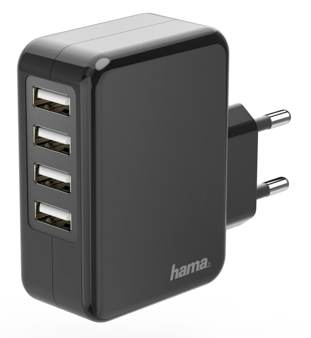 Сетевое зар./устр. Hama H-173676 24W 1.2A+1.2A+1.2A+1.2A 4xUSB универсальное черный 00173676