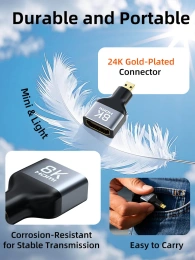 Адаптер CABLETIME CP46G (CT-DHF8K-AG) 8K Micro HDMI/HDMI «папа-мама» - алюминий + корпус из ПВХ