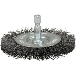 Щетка проволочная дисковая (100 мм, толщина проволоки 0.3 мм, гофрированная, металл, 1/4") Makita D-76504