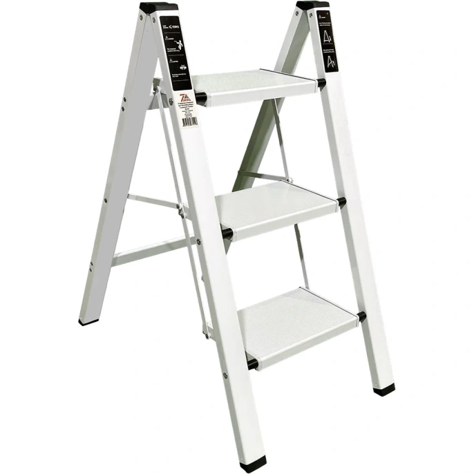 Алюминиевая стремянка SevenBerg milano 3 широкие ступени белая Milano-3 silver