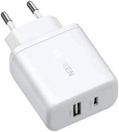 Сетевое зарядное устройство UGREEN USB-A+USB-C 20W PD Charger X227 (45310) White