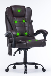 Кресло Cactus CS-CHR-OC03M-BR с вибромассажем темно-коричневый экокожа с подголов. крестов.