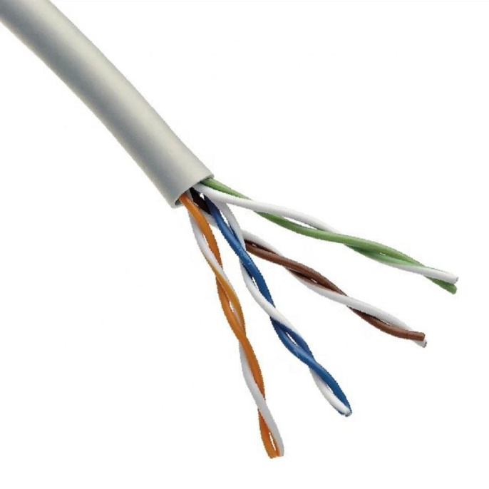 Rexant 02-0005 Кабель витая пара U/UTP, CAT 5e, PVC, 4х2х0,52 мм, 24AWG, INDOOR, SOLID, серый, 305 м PRO