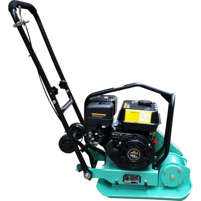 Виброплита GIKS 61 кг, двигатель Dinking G200F 6л.с., колеса PC60D
