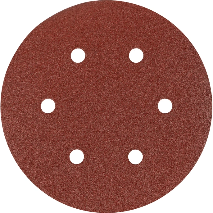 Круг абразивный на ворсовой подложке под липучку, перфорированный 5 шт; 150 мм; 6 отв.; P150 MATRIX 73842