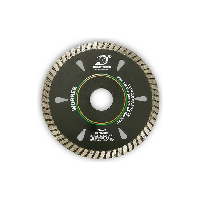 Диск алмазный турбо по граниту Worker (115х22.2 мм) TECH-NICK 041001270