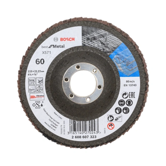 Круг лепестковый Best for Metal для УШМ 115 мм; К60 Bosch 2608607323