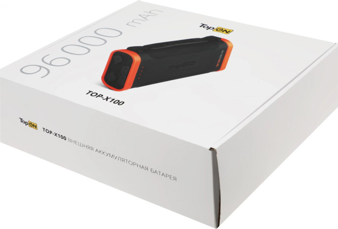 Электростанция портативная TopON TOP-X100 96000mAh 3A QC3.0 3xUSB черный/оранжевый (чехол в комплект