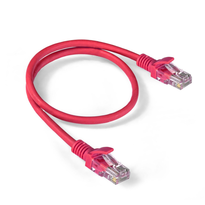 Патч-корд EXEGATE UTP-RJ45-RJ45-5e-0,5M-LSZH-RD UTP, кат.5E, 0.5м, 4 пары, алюминий омедненный,  многожильный,  красный