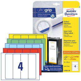Этикетки Avery Zweckform L4761-25, A4, универсальная, 25л, 80г/м2, белый, 192мм х 61мм, 4шт