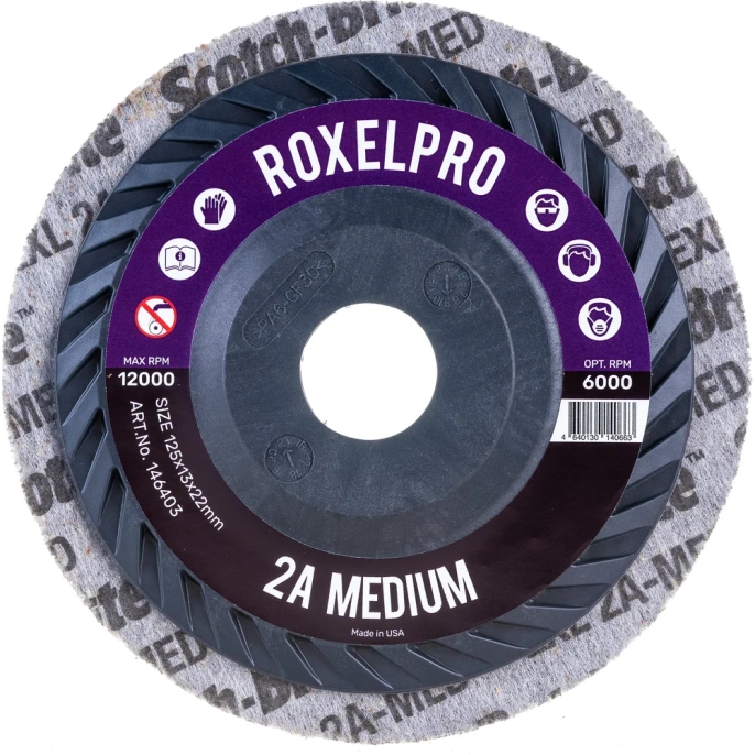 Круг нетканый прессованный ROXPRO (125х13х22 мм; Triммable; 2A; Medium) RoxelPro 146403