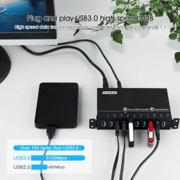 USB-Hub Sipolar A-103 10-портовый промышленный концентратор USB3.0 с высокоскоростной передачей данных, мульти-быстрое зарядное устройство, разветвитель с адаптером питания 12V5A
