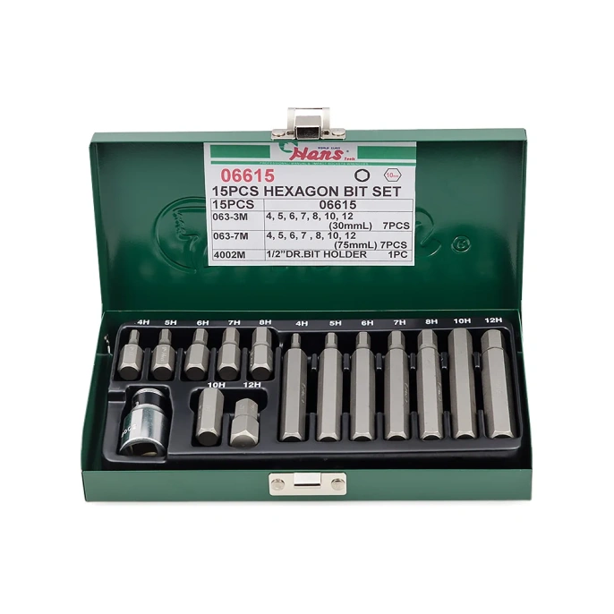 Комплект шестигранных бит (15 предметов) Hans 6615