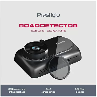 Видеорегистратор с радар-детектором Prestigio RoadDetector 525GPS GPS черный