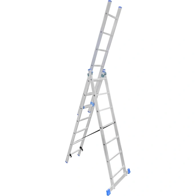 Алюминиевая трехсекционная лестница LadderBel 7 ступеней LS307