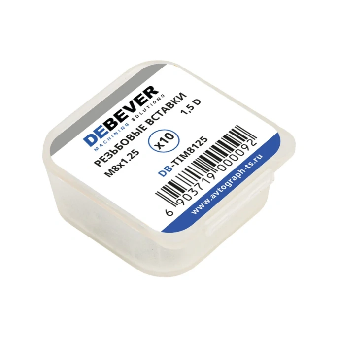 Резьбовые вставки DeBever M8x1.25, 1.5D, 10 предметов DB-TIM8125