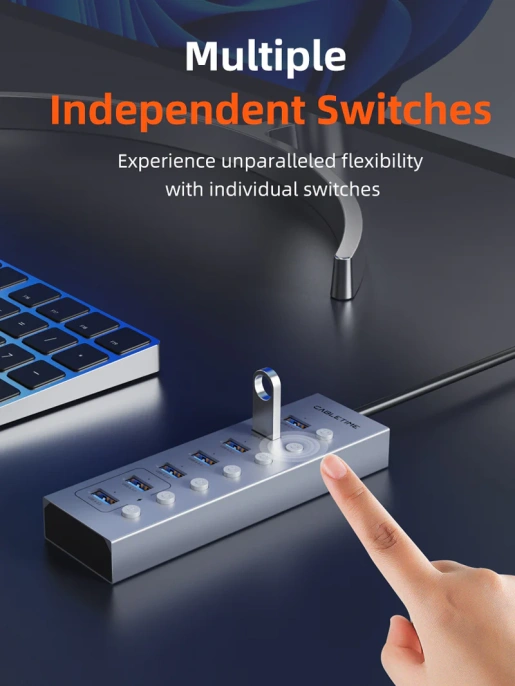 USB-Хаб CABLETIME CB47G (CT-HUBU7-AG) 7-в-1 USB-A на USB 3.0