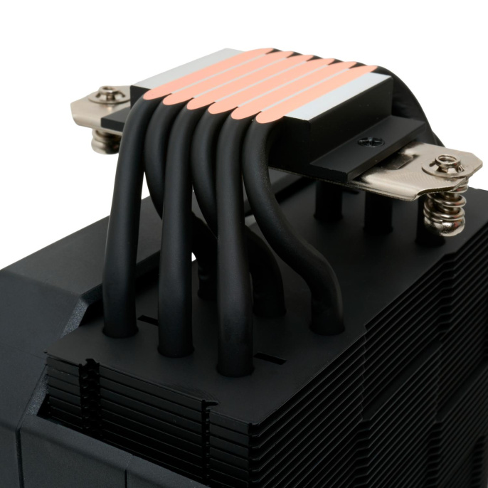 Кулер для процессора HSPD A116 BLACK 250W, 4-pin PWM, 155mm, Al/Cu, 6x6mm, 1x120mm, 68CFM, 25dBA, 1650RPM, S: 1851/1700/1200/20XX/115X/13XX, AM5/AM4/AM3/AM2/AM3+/AM2+/FM2/FM1, black A116-BK