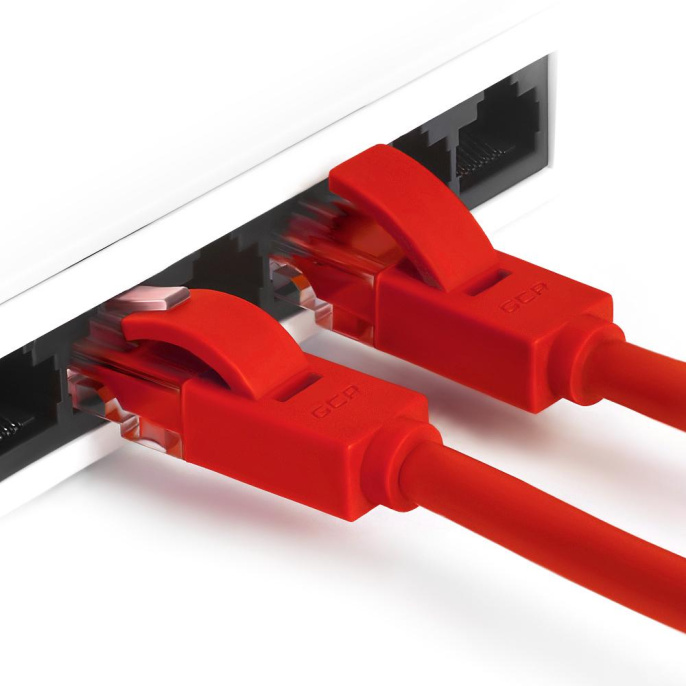 Greenconnect Патч-корд прямой 1.0m, UTP кат.5e, красный, позолоченные контакты, 24 AWG, литой, GCR-LNC04-1.0m, ethernet high speed 1 Гбит/с, RJ45, T568B