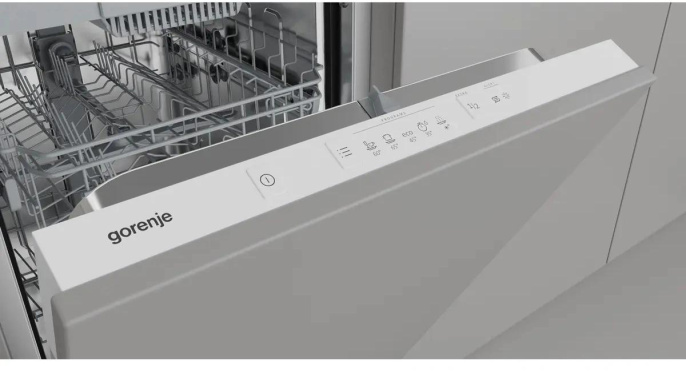 Встраиваемая посудомоечная машина Gorenje GV523E10WE,  узкая, ширина 44.8см, полновстраиваемая, загрузка 11 комплектов, серебристый