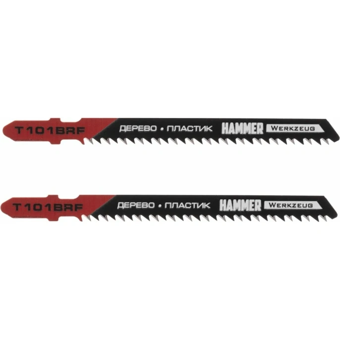 Пилка Flex 204-105 JG WD T101BRF (2 шт; 74 мм; шаг 2.5 мм; BiM) для лобзика Hammer 30569
