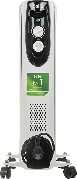 Масляный радиатор Ballu Classic BOH/CL-07WRN, с терморегулятором, 1500Вт, 7 секций, 3 режима, белый