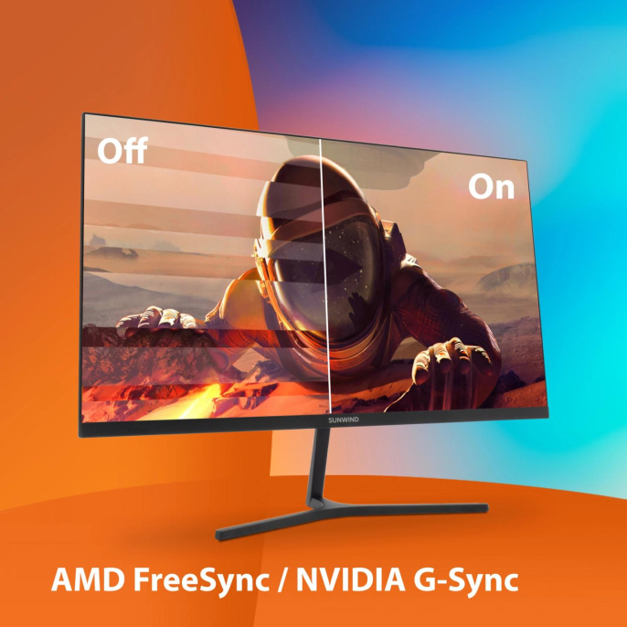 Монитор SunWind 23.8" SM-24FI223 черный IPS LED 5ms 16:9 HDMI матовая 250cd 178гр/178гр 1920x1080 100Hz VGA DP FHD 3.0кг SM24SB02