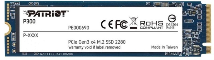 SSD накопитель Patriot P300 P300P128GM28 128ГБ, M.2 2280, PCIe 3.0 x4, NVMe, M.2