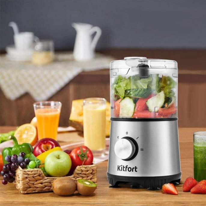 Кухонный комбайн KITFORT КТ-1386,  серебристый/черный