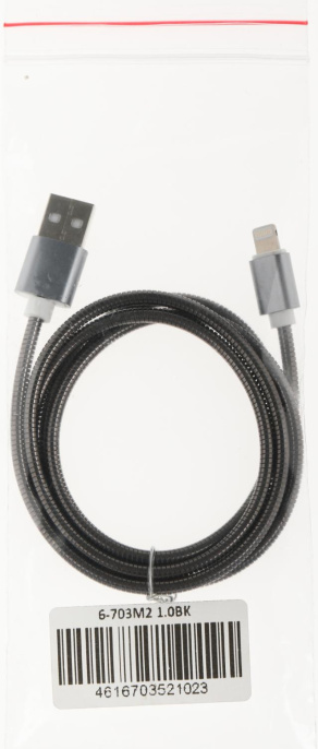  Кабель Premier 6-703M2 1.0BK USB m -Lightning m 1м черный пакет