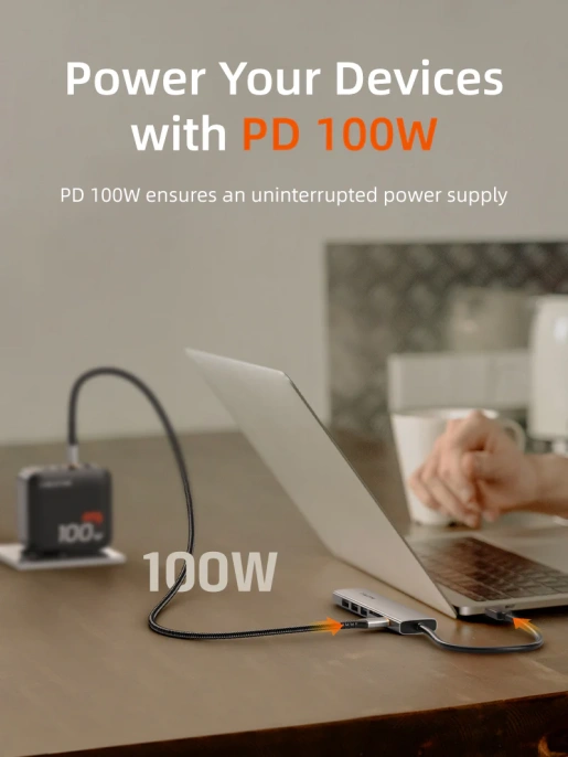 USB концентратор CABLETIME HB02G (CT-HBP2-AG7) ECO 7-в-1, 4K@30Hz, 5Gbps, USB-C HUB - Gray