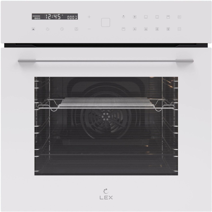 Духовой шкаф электрический LEX EDS 101 WH,  61л,  дверца с 3 стеклами,  белый/нержавеющая сталь