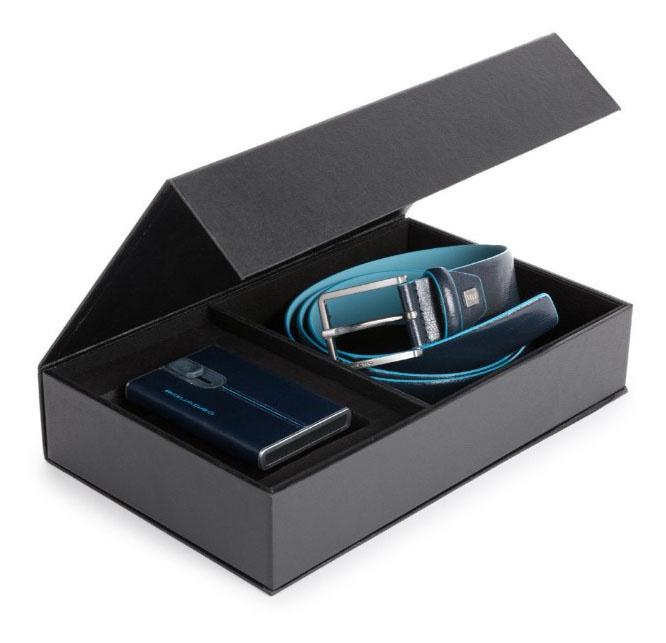 Набор подарочный мужской Piquadro Blue Square, кожа натуральная, синий [cubox15b2r/blu2]