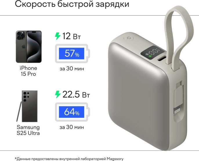 Мобильный аккумулятор Magssory PBN005 10000mAh 22.5W 3A USB-C титановый 30142829