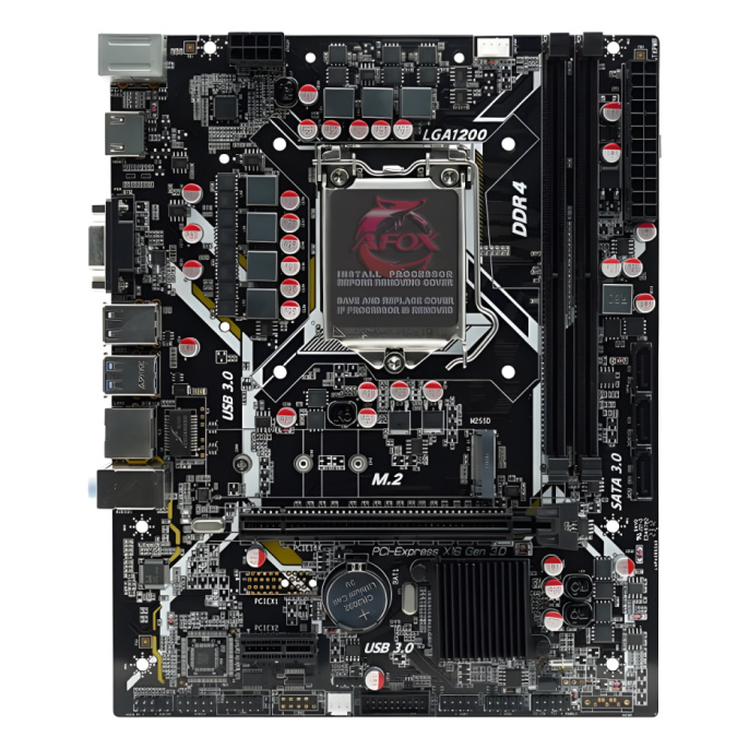 Материнская плата AFOX IH510D4-MA6-V2 mATX, 18x22.5 см, Intel H510, 2xDDR4 DIMM, 3200МГц, до 64GB, 3xSATA3.0 6Gb/s , 1xM.2, 1xPCI Express x16 4.0, 1xPCI Express x1, 1хHDMI, 1xVGA